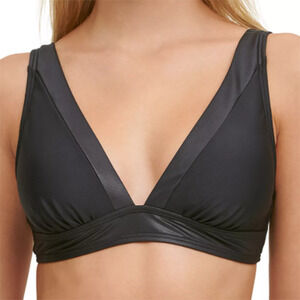 DKNY Bikini Top Womens Size Small Black Bow Back Adjustable Straps Swimwear